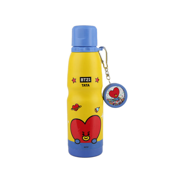 MINISO BT21 COLLECTION INSULATED WATER BOTTLE WITH PENDANT 600ML ( TATA ) 2018516214109 PLASTIC WATER BOTTLE