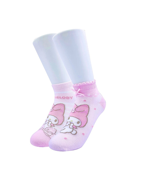 MINISO SANRIO CHARACTERS STRIPED & DOTS ANKLE SOCKS ( 2 PAIRS ) ( 01, MY MELODY ) 2019004014102 KIDS LOW-CUT SOCKS