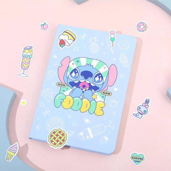 MINISO DISNEY STITCH DINNER PARTY COLLECTION 80-SHEET A5 HARDCOVER BOOK & SILICONE STICKERS SET 2020320910108 HARDCOVER MEMO BOOK