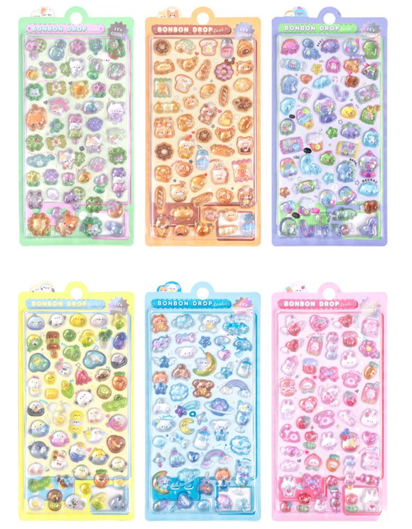 MINISO CUTE ANIMALS FOOD PARADISE 3D EMBOSSMENT FUN STICKER ( 6 ASSORTED MODELS ) 2021334310106 CREATIVE DIY