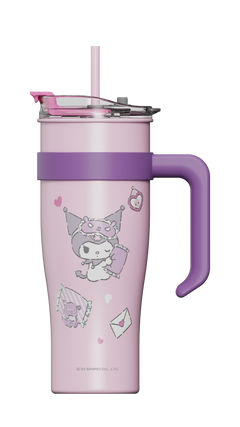 MINISO KUROMI LARGE CAPACITY STEEL BOTTLE WITH STRAW 1600ML 2021799510103 STEEL CUP