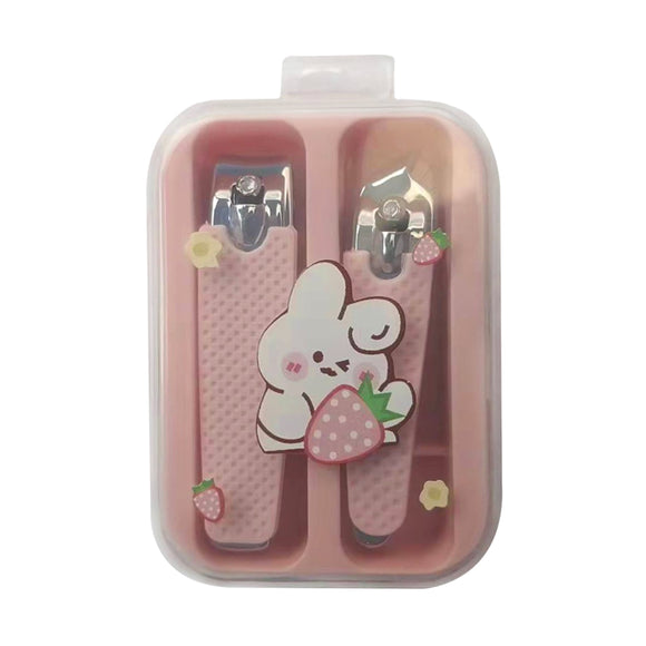 MINISO CUTE CARTOON SERIES STRAWBERRY BUNNY 2-PIECE MANICURE SET (PINK) 2013520310106 MANICURE KIT