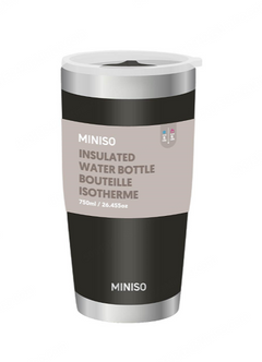 MINISO DOPAMINE SERIES DOUBLE WALL STAINLESS STEEL TUMBLER 560ML
(BLACK) 2022743410104 HIGH BOROSILICATE GLASS WATER BOTTLE