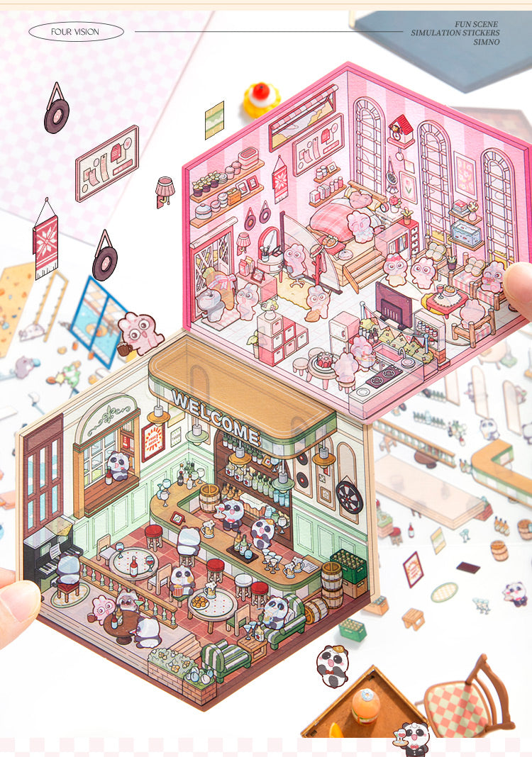 MINISO INDOOR SETTINGS COLLECTION SETTINGS STICKER ( 2 ASSORTED MODELS ) 2023782610104 DIY FUN TOY