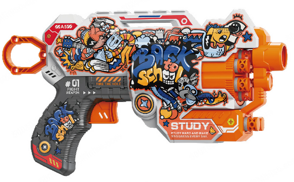 MINISO GRAFFITI SOFT BULLET GUN (12 BULLETS, 6 SHOTS)(A) 2024022010104 PLASTIC TOYS