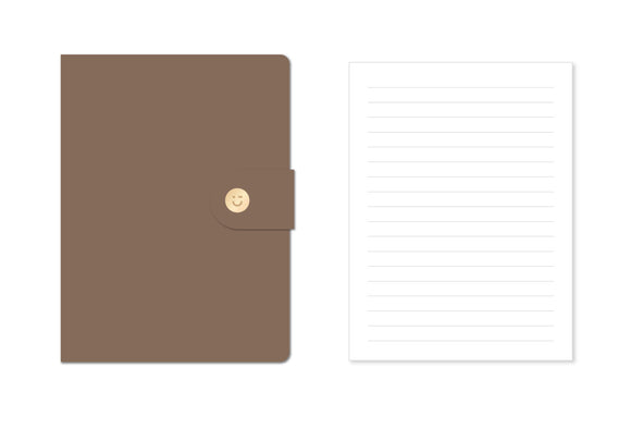 MINISO MINIMALISM RETRO COLLECTION B6 LEATHER COVER SNAP BOOK (120 SHEETS) (MOCHA BROWN) 2025087210102 HARDCOVER MEMO BOOK