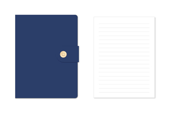 MINISO MINIMALISM RETRO COLLECTION B6 LEATHER COVER SNAP BOOK (120 SHEETS) (MIDNIGHT BLUE) 2025087310109 HARDCOVER MEMO BOOK