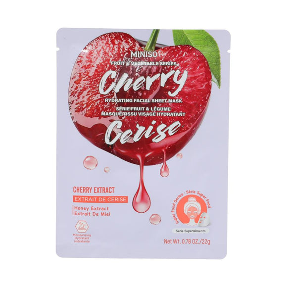 MINISO FRUIT & VEGETABLE SERIES CHERRY HYDRATING FACIAL SHEET MASK 2025511110107 FACIAL MASK SHEET