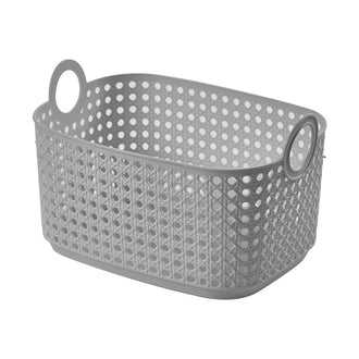 MINISO BAMBOO WEAVING TALL HANDLED STORAGE BASKET (L)(GRAY) 2025614611105 SUNDRIES STORAGE