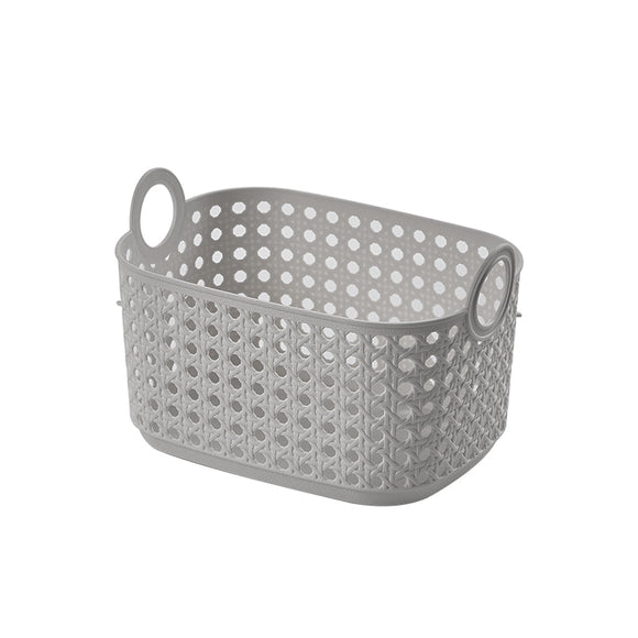 MINISO BAMBOO WEAVING TALL HANDLED STORAGE BASKET (S)(GRAY) 2025614910109 SUNDRIES STORAGE