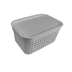 MINISO BAMBOO WEAVING LIDDED STORAGE BASKET(GRAY) 2025615010105 SUNDRIES STORAGE