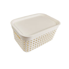 MINISO BAMBOO WEAVING LIDDED STORAGE BASKET(BEIGE) 2025615011102 SUNDRIES STORAGE