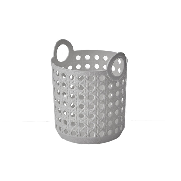 MINISO BAMBOO WEAVING ROUND HANDLED STORAGE BASKET (L)(GRAY) 2025615210109 SUNDRIES STORAGE