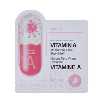 MINISO VITAMIN A MOISTURIZING FACIAL SHEET MASK 2025702410108 FACIAL MASK SHEET