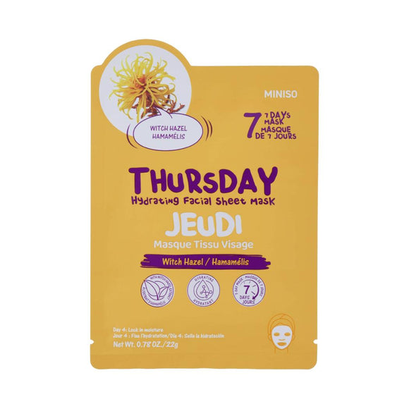 MINISO THURSDAY HYDRATING FACIAL SHEET MASK (WITCH HAZEL) 2025702910103 FACIAL MASK SHEET