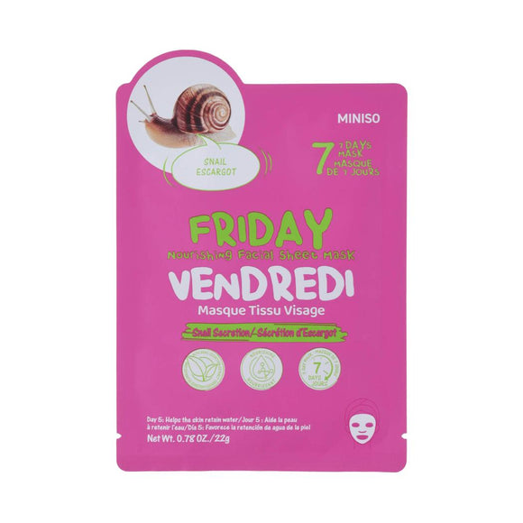 MINISO FRIDAY NOURISHING FACIAL SHEET MASK(SNAIL SECRETION) 2025703010109 FACIAL MASK SHEET