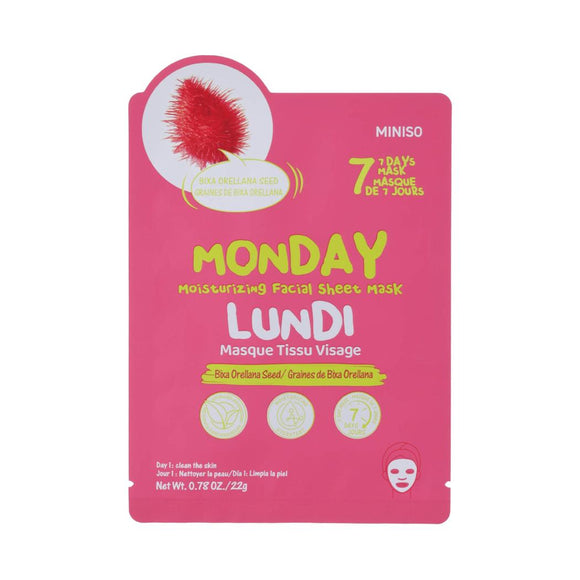 MINISO MONDAY MOISTURIZING FACIAL SHEET MASK(BIXA ORELLANA SEED) 2025703110106 FACIAL MASK SHEET
