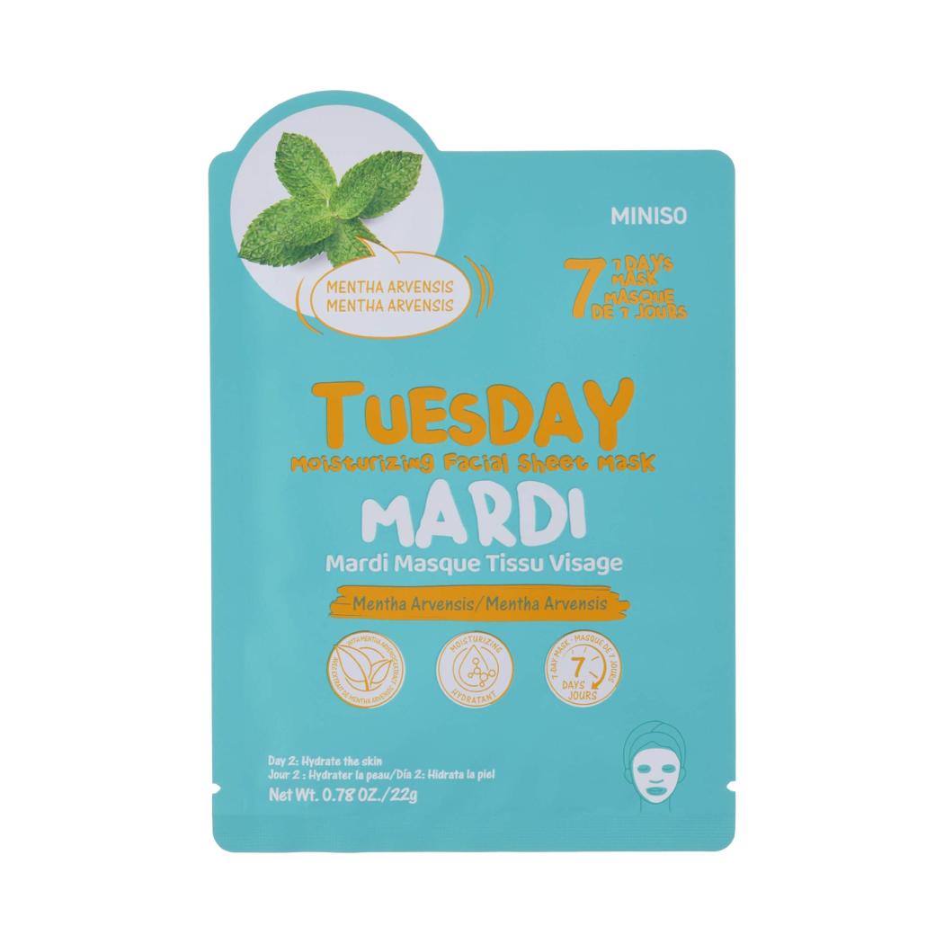 MINISO TUESDAY MOISTURIZING FACIAL SHEET MASK (MENTHA ARVENSIS) 202570 ...