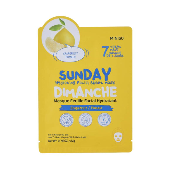MINISO SUNDAY HYDRATING FACIAL SHEET MASK (GRAPEFRUIT) 2025703410107 FACIAL MASK SHEET