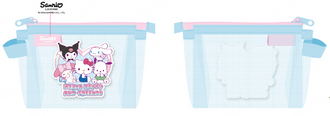 MINISO HELLO KITTY AND FRIENDS SWEET FACTORY COLLECTION TRAPEZOIDAL MESH STATIONERY CASE (BLUE) 2026541810104 STATIONERY
