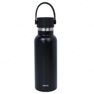 MINISO SOLID COLOR SERIES HANDLE INSULATED BOTTLE 500ML(BLACK) 2026948013108 VACUUM CUP/ KETTLE