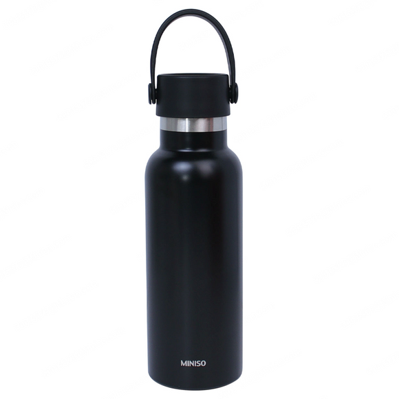 MINISO SOLID COLOR SERIES HANDLE INSULATED BOTTLE 500ML(BLACK) 2026948013108 VACUUM CUP/ KETTLE