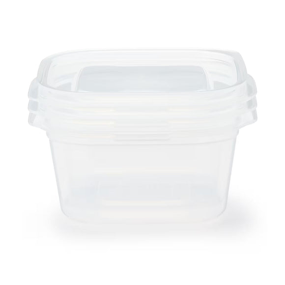 MINISO TRANSPARENT WHITE SERIES SQUARE FOOD CONTAINER 630ML (3 PCS) 2028168610105 FOOD CONTAINER