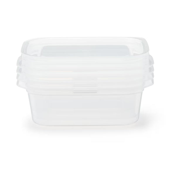 MINISO TRANSPARENT WHITE SERIES RECTANGULAR FOOD CONTAINER 180ML (4 PCS) 2028169010102 FOOD CONTAINER