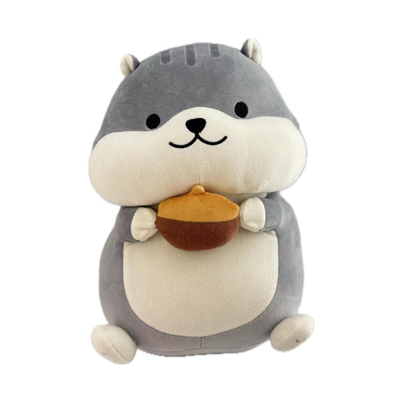 MINISO 13IN. SITTING-POSTURE HAMSTER PLUSH TOY (GRAY, HOLDING ACORN) 2028552812108 REGULAR PLUSH