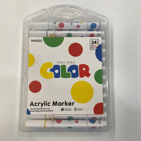 MINISO POLKA DOT SERIES TRIANGULAR ACRYLIC MARKER SET (24 COLORS) 2028618410101 MARKER
