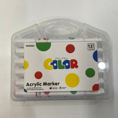 MINISO POLKA DOT SERIES TRIANGULAR ACRYLIC MARKER SET (12 COLORS) 2028618610105 MARKER
