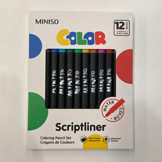 MINISO POLKA DOT SERIES FINELINER PEN SET (TRIANGULAR DESIGN) (12 COLORS) 2028711110106 COLORED PENCIL