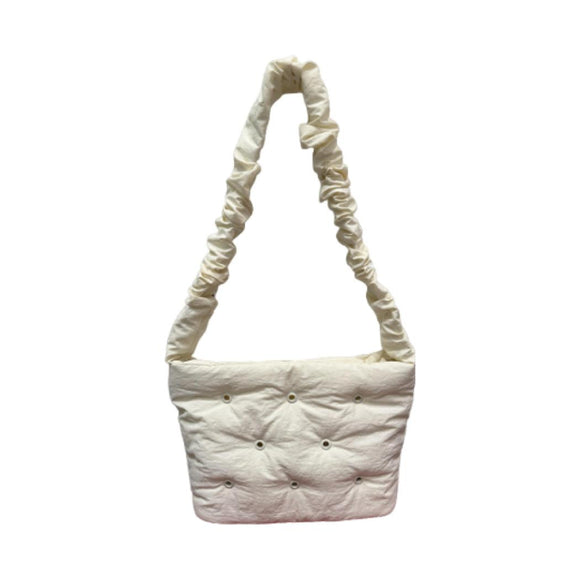 MINISO PUFF SERIES RUCHED PADDED SHOULDER BAG WITH HOLES(CREAM WHITE) 2028993212109 SHOULDER BAG