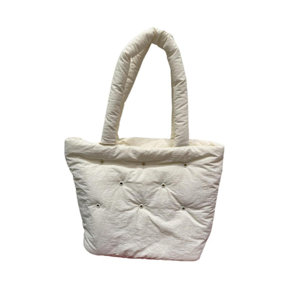 MINISO PUFF SERIES LARGE PADDED TOTE BAG WITH HOLES(CREAM WHITE) 2028993310102 TOTE BAG