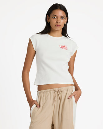 RVCA RIBBEDSLIMTEE 23B351600-VWT T-SHIRT SHORT SLEEVE (W)
