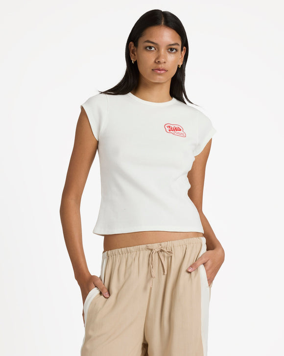 RVCA RIBBEDSLIMTEE 23B351600-VWT T-SHIRT SHORT SLEEVE (W)