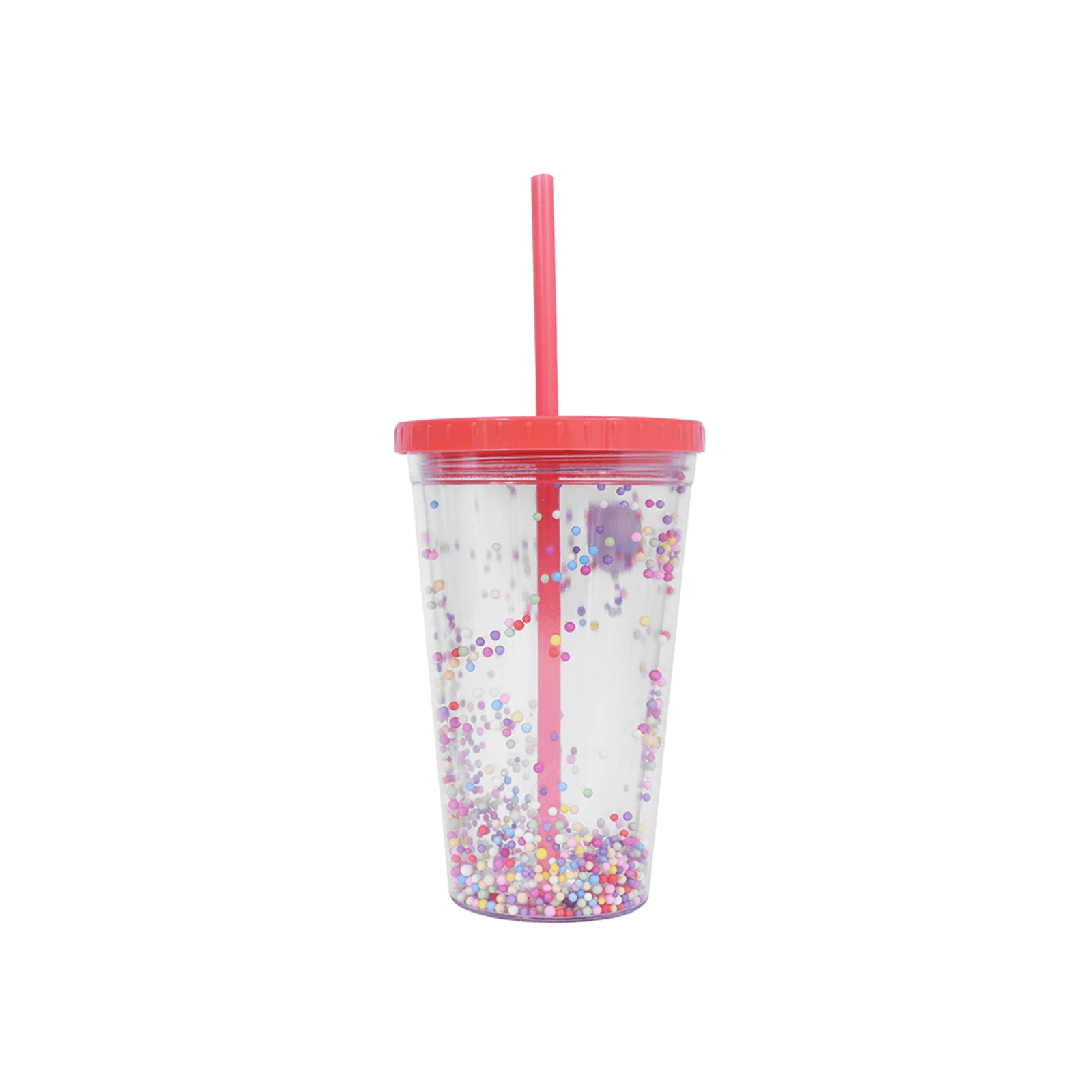 MINISO DOUBLE-LAYERED PLASTIC STRAW WATER BOTTLE WITH DECORATIONS, 450ML 2011824510109 PLASTIC WATER BOTTLE
