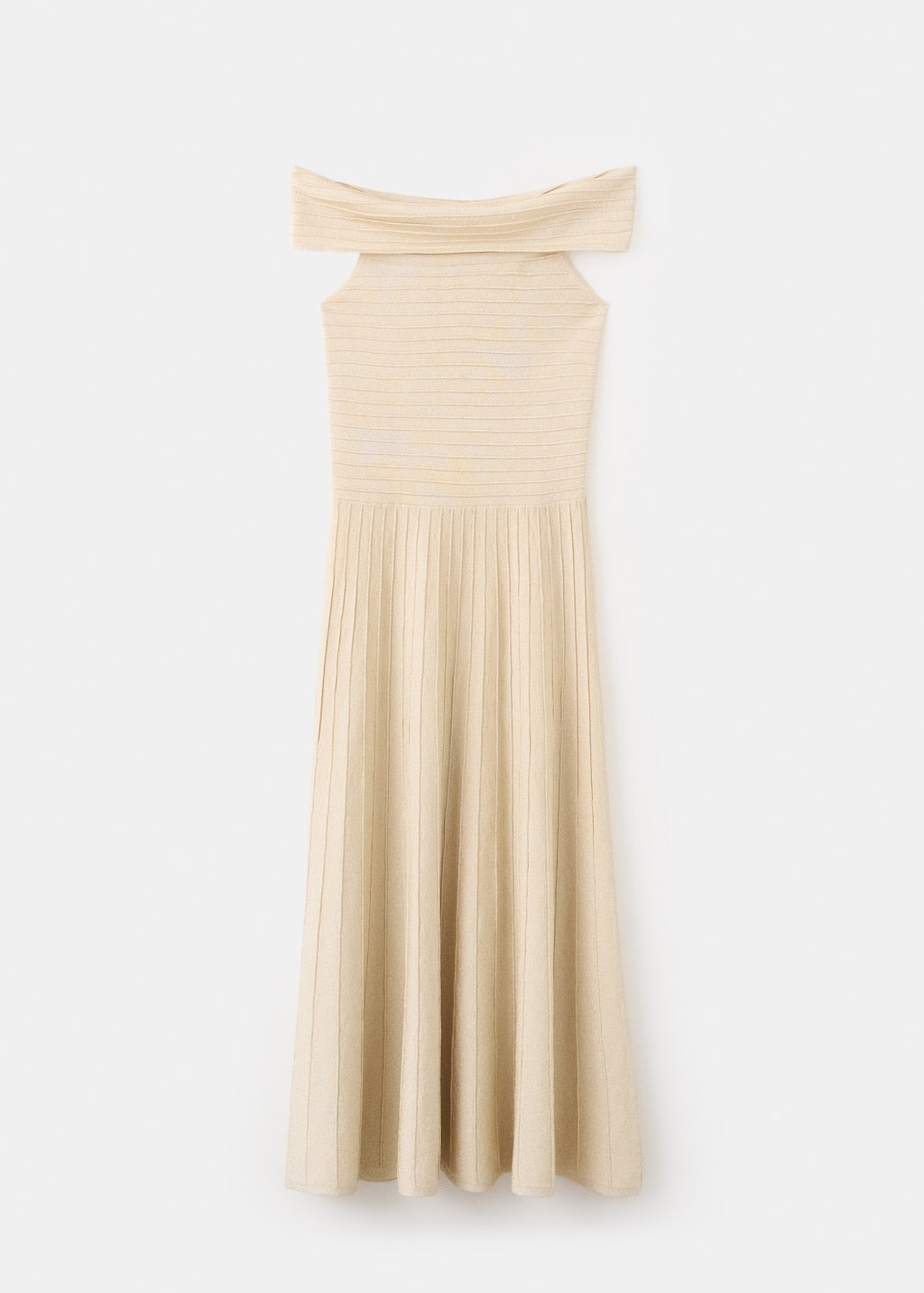 mango boat-neck dress with pleats MANGO NORA-A 27044092-OR MANGO WOMEN DRESS FULL LENGTH