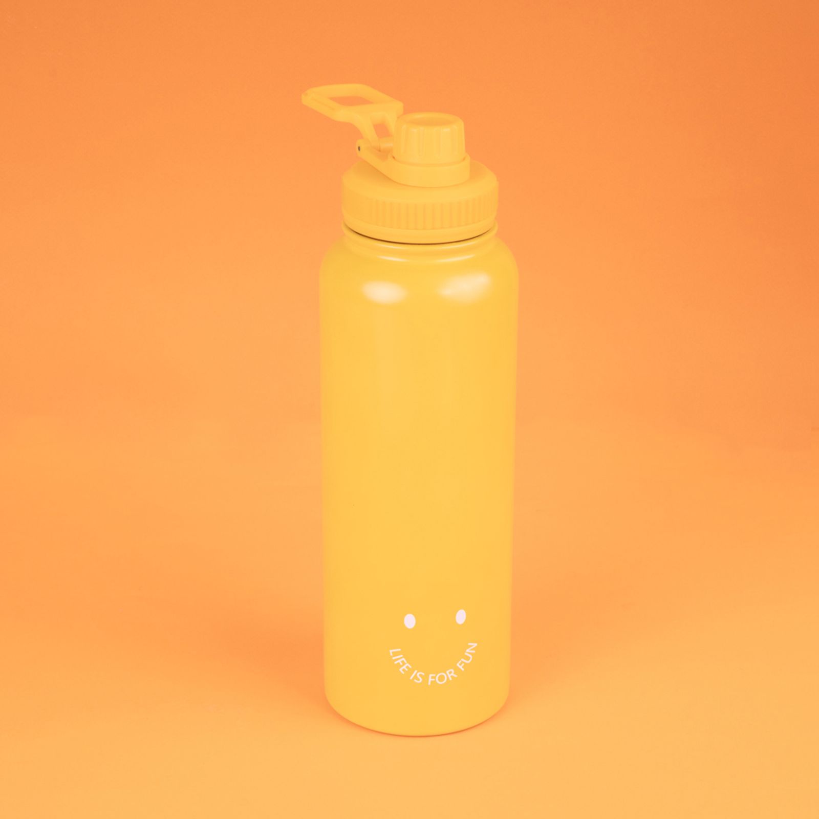 MINISO SOLID COLOR HANDHELD STAINLESS STEEL WATER BOTTLE 1.4L(YELLOW) 2015239615107 STEEL CUP-2