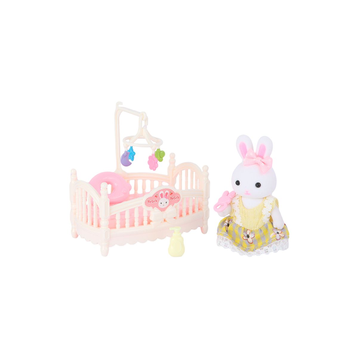 MINISO ROLE PLAY SERIES BUNNY BABY CRIB SET 2016813510108 PLASTIC TOYS