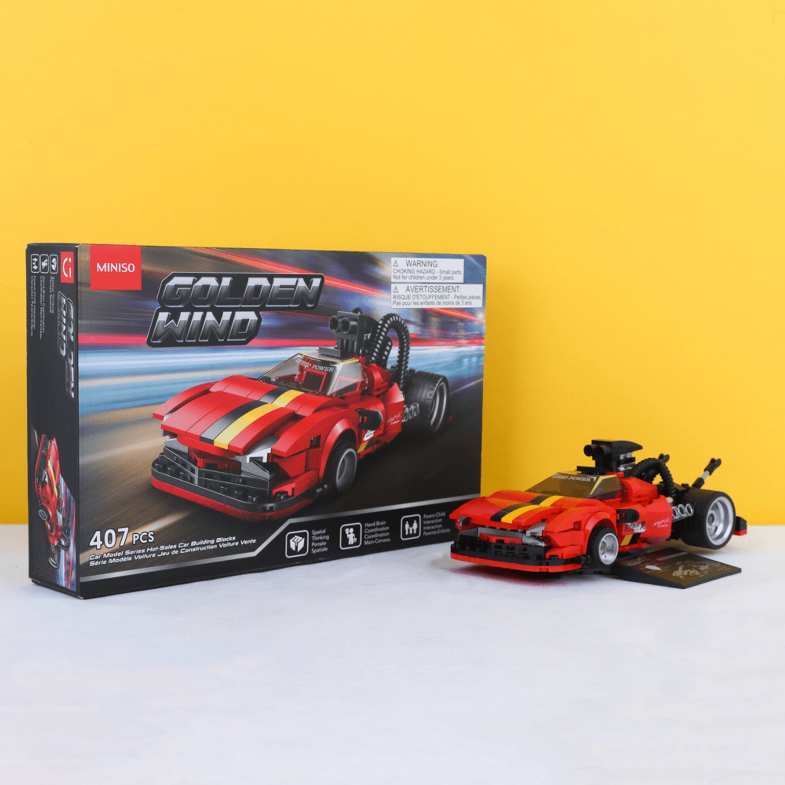 MINISO CAR MODEL SERIES HOT-SALES CAR BUILDING BLOCKS ( FLAME TORNADO, 407 PCS ) 2014267010106 TOY SERIES