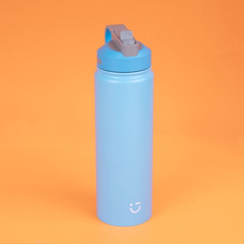 MINISO SOLID COLOR STAINLESS STEEL BOTTLE WITH HANDLE AND STRAW LID ( 900ML ) ( BLUE ) 2015040912105 LIFE DEPARTMENT