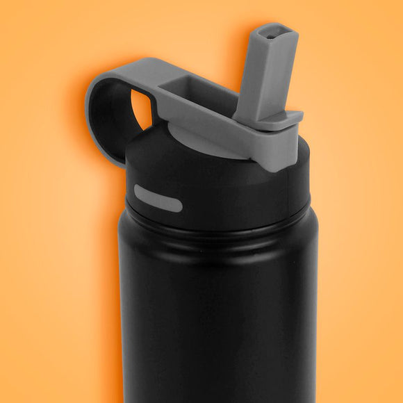 MINISO SOLID COLOR STAINLESS STEEL BOTTLE WITH HANDLE AND STRAW LID ( 900ML ) ( BLACK ) 2015040913102 LIFE DEPARTMENT