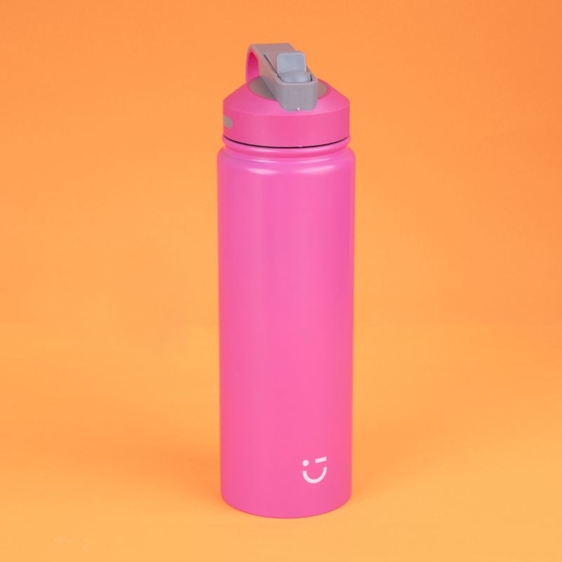 MINISO SOLID COLOR STAINLESS STEEL BOTTLE WITH HANDLE AND STRAW LID ( 900ML ) ( PINK ) 2015040914109 LIFE DEPARTMENT