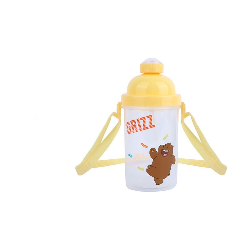 MINISO WE BARE BEARS COLLECTION 5.0 PLASTIC BOTTLE WITH SHOULDER STRAP ( 500ML ) ( GRIZZ ) 2014418610100 LIFE DEPARTMENT