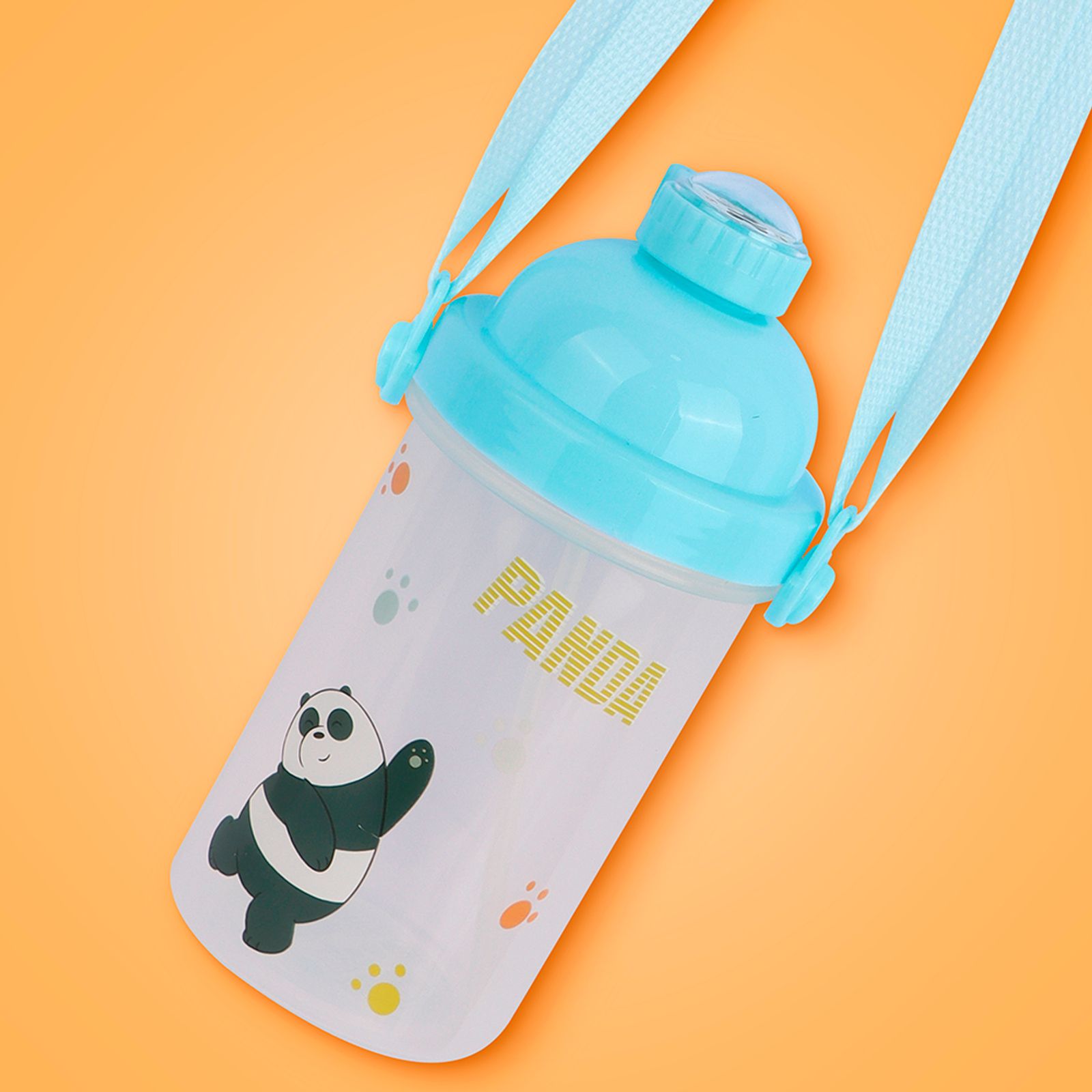 MINISO WE BARE BEARS COLLECTION 5.0 PLASTIC BOTTLE WITH SHOULDER STRAP ( 500ML ) ( PANDA ) 2014418612104 LIFE DEPARTMENT