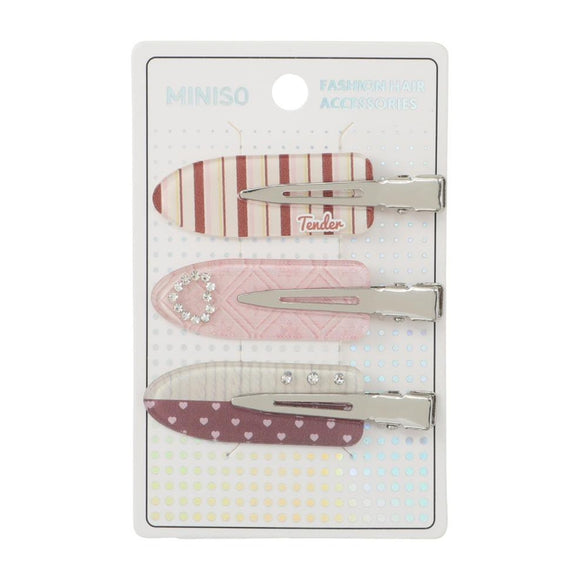 MINISO KOREAN STYLE MOCHA SHINY HAIR CLIPS (3 PCS) 2028034010107 FASHION HAIR CLIP