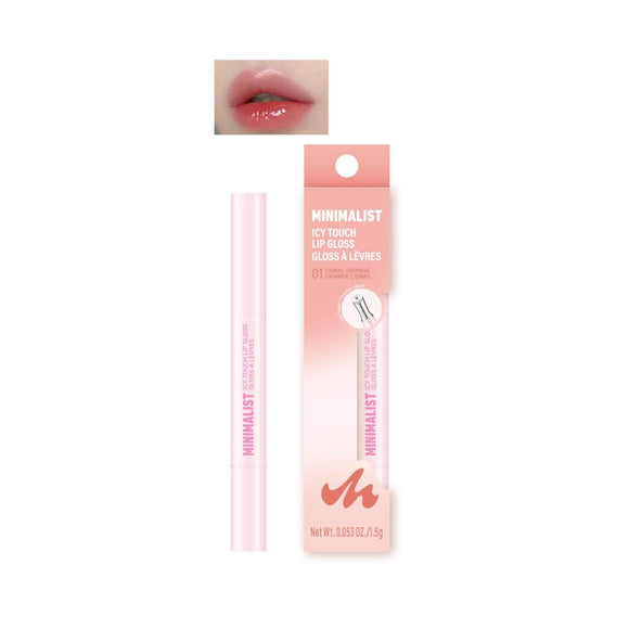 MINISO MINIMALIST ICY TOUCH LIP GLOSS(01 CORAL ORANGE) 2028366913107 LIQUID LIPSTICK
