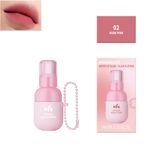 MINISO MINIMALIST MINI BOTTLE LIP GLOSS WITH BEADED CHAIN(02 HONEY PINK) 2028450312120 LIQUID LIPSTICK