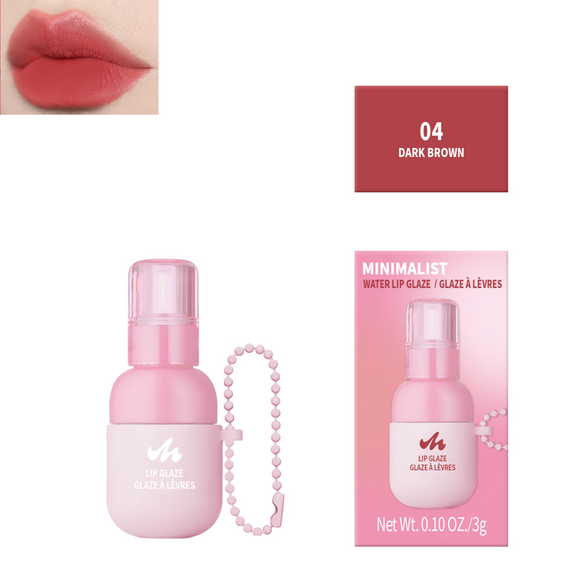 MINISO MINIMALIST MINI BOTTLE LIP GLOSS WITH BEADED CHAIN(04 CHERRY PINK) 2028450310102 LIQUID LIPSTICK